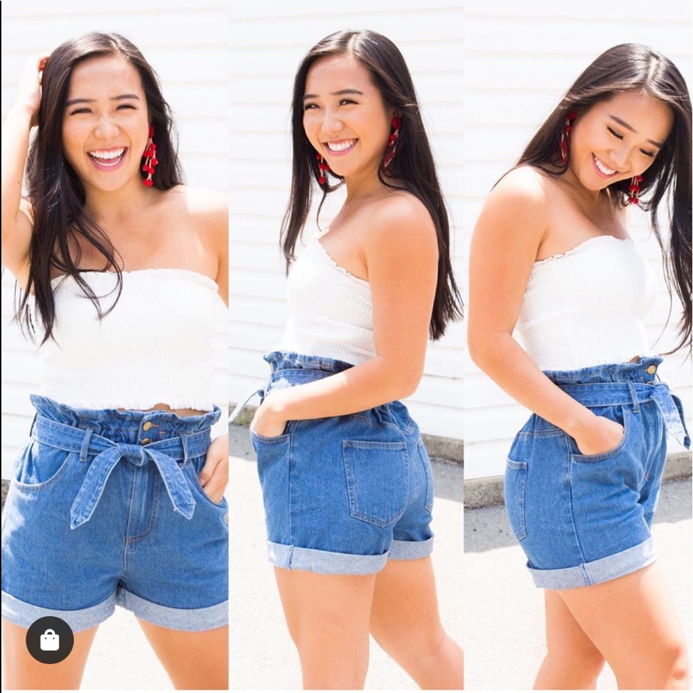 Boutique Denim Paper Bag Shorts size Large